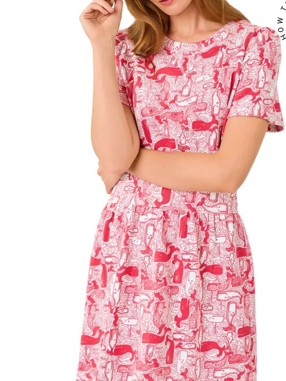 Women’s Red Printed Short Sleeve Nightdress